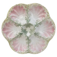 Plato de algas de mayólica Keller & Guerin Saint Clement, hacia 1890