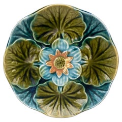 Small Majolica Water Lily Pond Plate Wasmuel, circa 1890