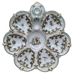 Assiette à chien en faïence de Saint Clement, vers 1890