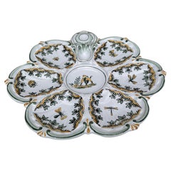 Assiette à chien en faïence de Saint Clement, vers 1890