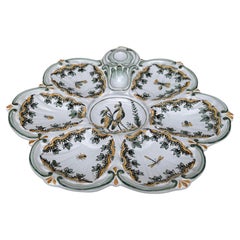 French Faience Oyster Birds Plate Saint Clement, circa 1890