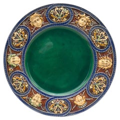 Large 19th Century Neo-Renaissance Majolica Palissy Plate signed Minton