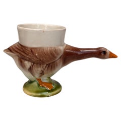 French Majolica Goose Egg Cup Sarreguemines Circa 1920