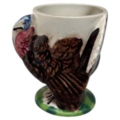 French Majolica Turkey Egg Cup Sarreguemines Circa 1920
