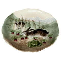Majolica Bunnies Family Plate Choisy le Roi, circa 1900