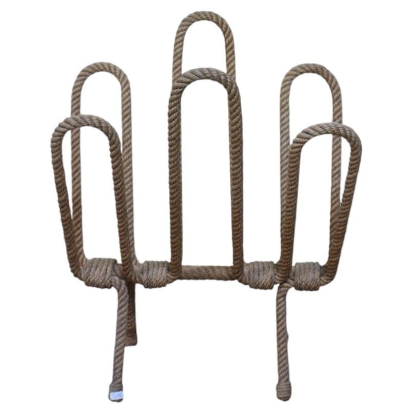 Mid-Century French Rope Magazine Rack Adrien Audoux & Frida Minet