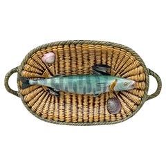 Plat à poisson mural Palissy du 19ème siècle Choisy Le Roi