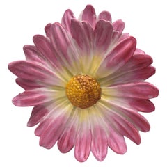 Large Majolica Pink Daisy Wall Pocket Delphin Massier, circa 1890