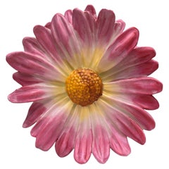 Large Majolica Pink Daisy Wall Pocket Delphin Massier, circa 1890