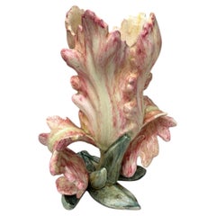 Majolica Parrot Tulip Vase Delphin Massier, circa 1900