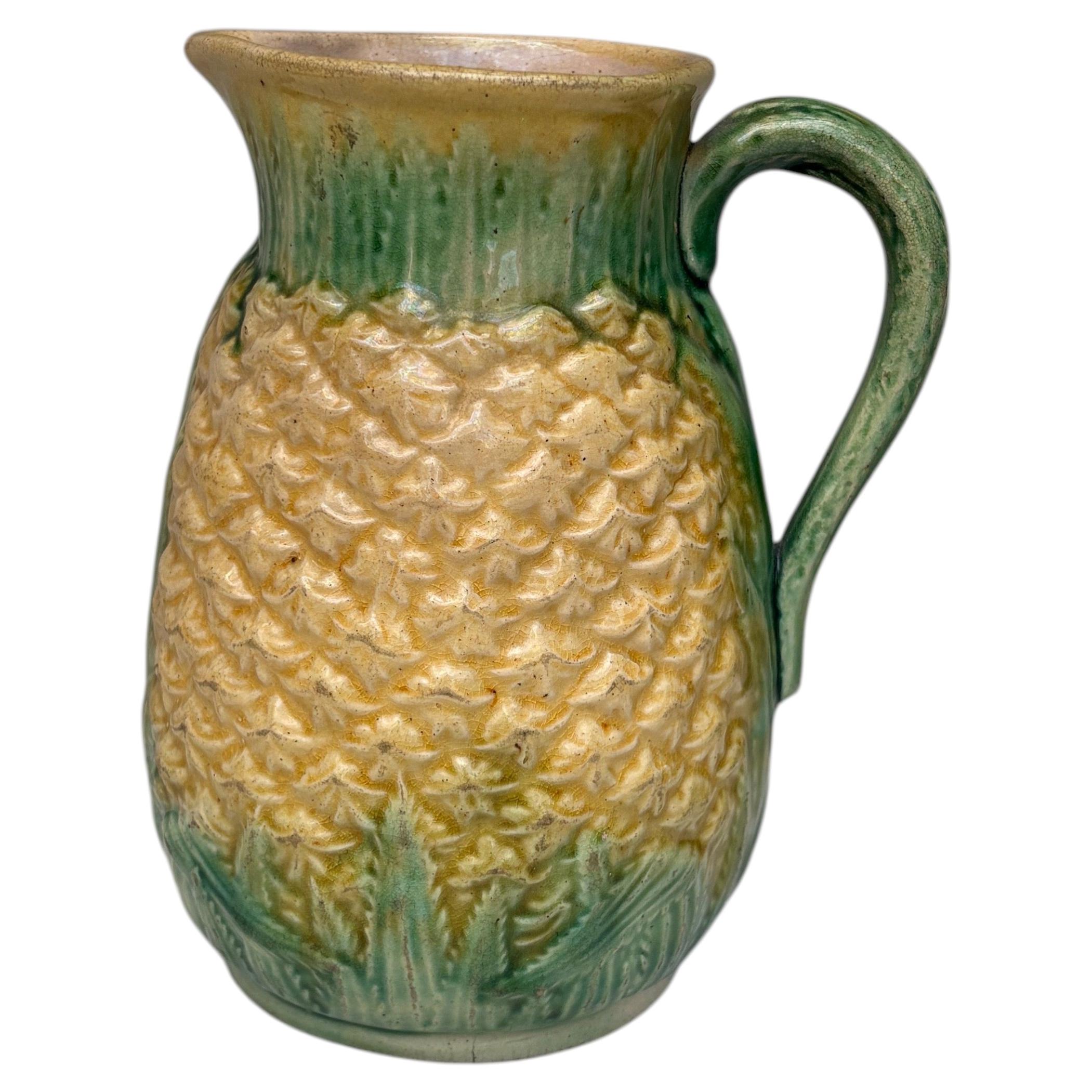 19th Century Majolica English Pineapple Pitcher