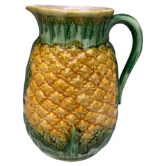 19th Century Majolica English Pineapple Pitcher