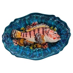 Majolika-Platte „Palissy Fish“ mit Meeresmotiven aus der Mitte des Jahrhunderts, Vallauris