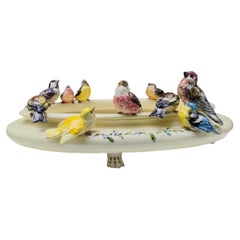 Large Centerpiece Majolica Birds Jardinière Jerome Massier circa 1900