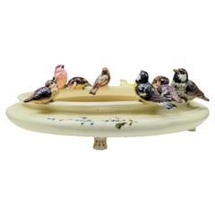 Grande jardinière de table « Oiseaux en majolique » de Jerome Massier, CIRCA 1900
