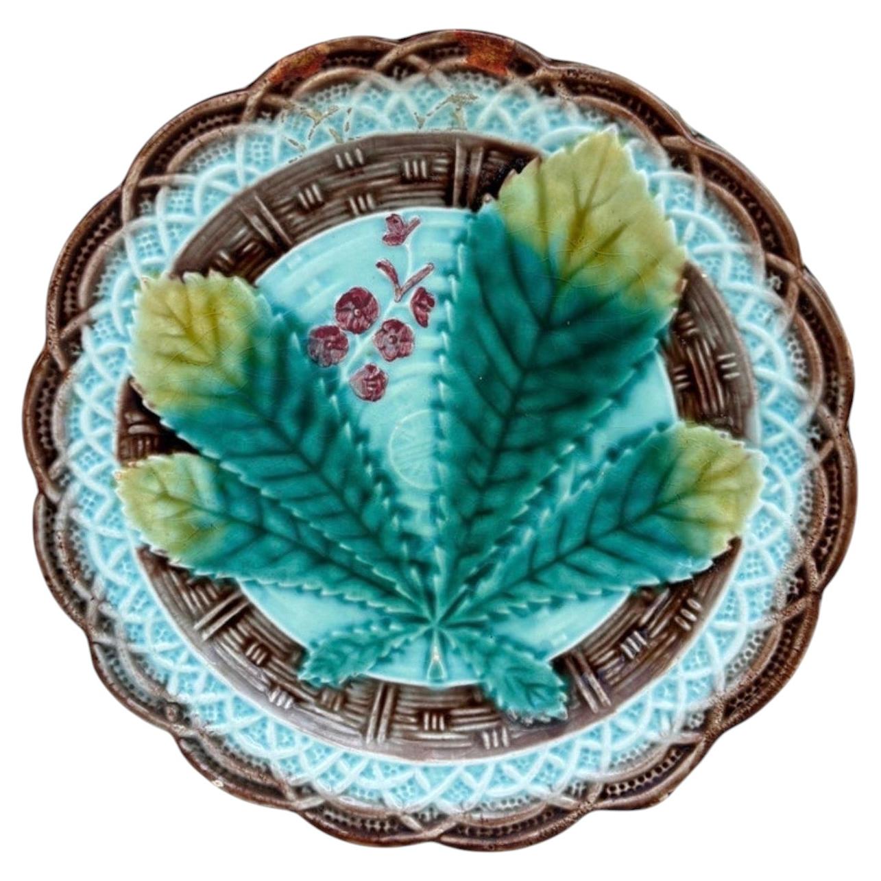 German Majolica Chesnut Leaf Plate , circa 1890