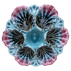 French Majolica Oyster Plate Fives Lille, circa 1890