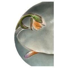 Majolica Water Lily Asparagus Plate Keller & Guerin Saint Clement