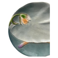 Majolica Water Lily Asparagus Plate Keller & Guerin Saint Clement