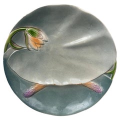 Majolica Water Lily Asparagus Plate Keller & Guerin Saint Clement