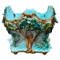 Vaso da caccia francese in maiolica Onnaing, circa 1880
