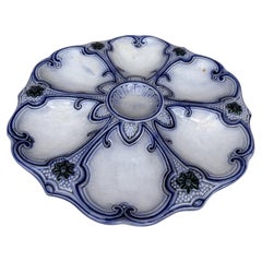 19th Century Majolica Blue & White Oyster Plate Wasmuel
