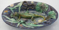 Assiettes en majolique de Palissy Lizard School of Paris du 19ème siècle