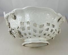French White Reticulated Grapes Basket, circa 1900
