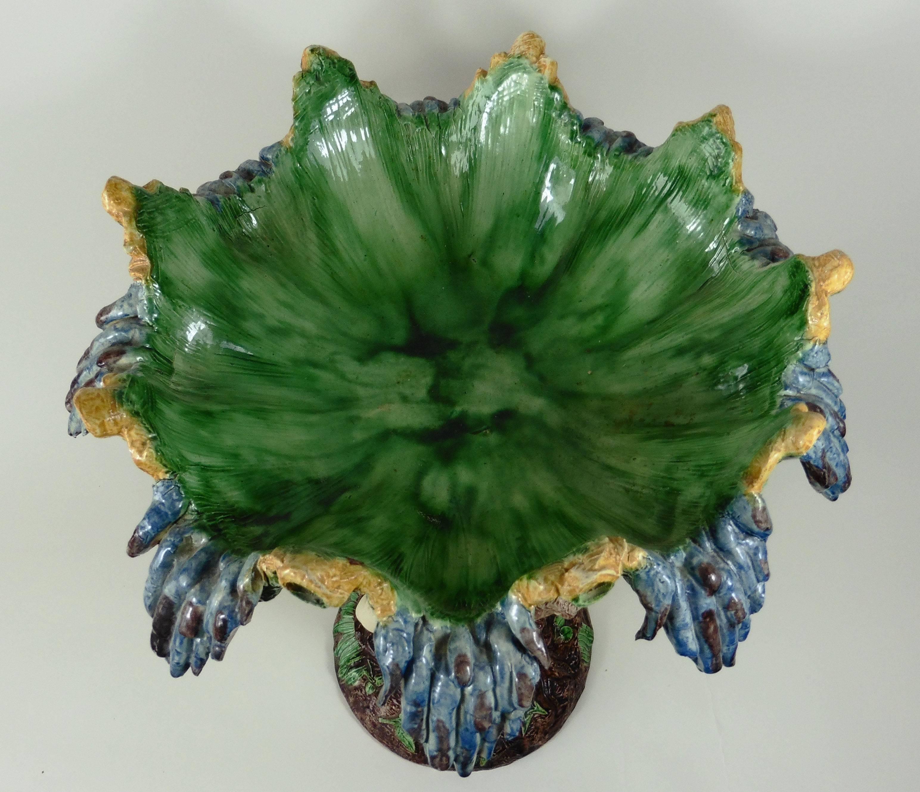 Late 19th Century 19th Century Majolica Palissy Puttis and Shell Centrepiece