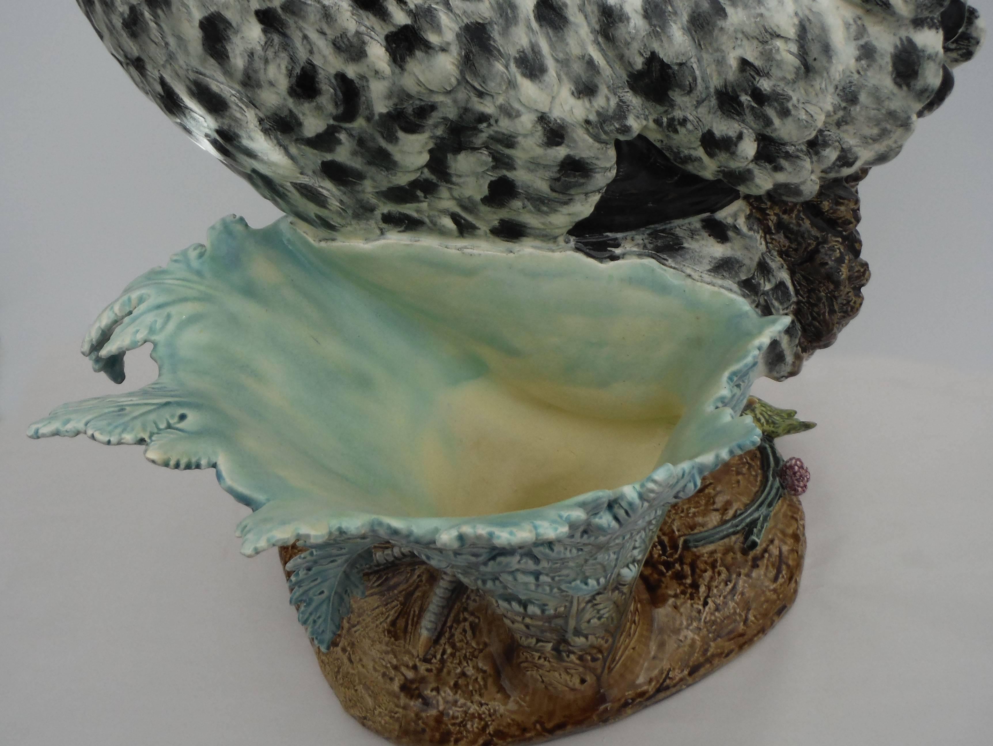 French Monumental Majolica Houdan Hen & Chick Vase Choisy Le Roi by Paul Comolera