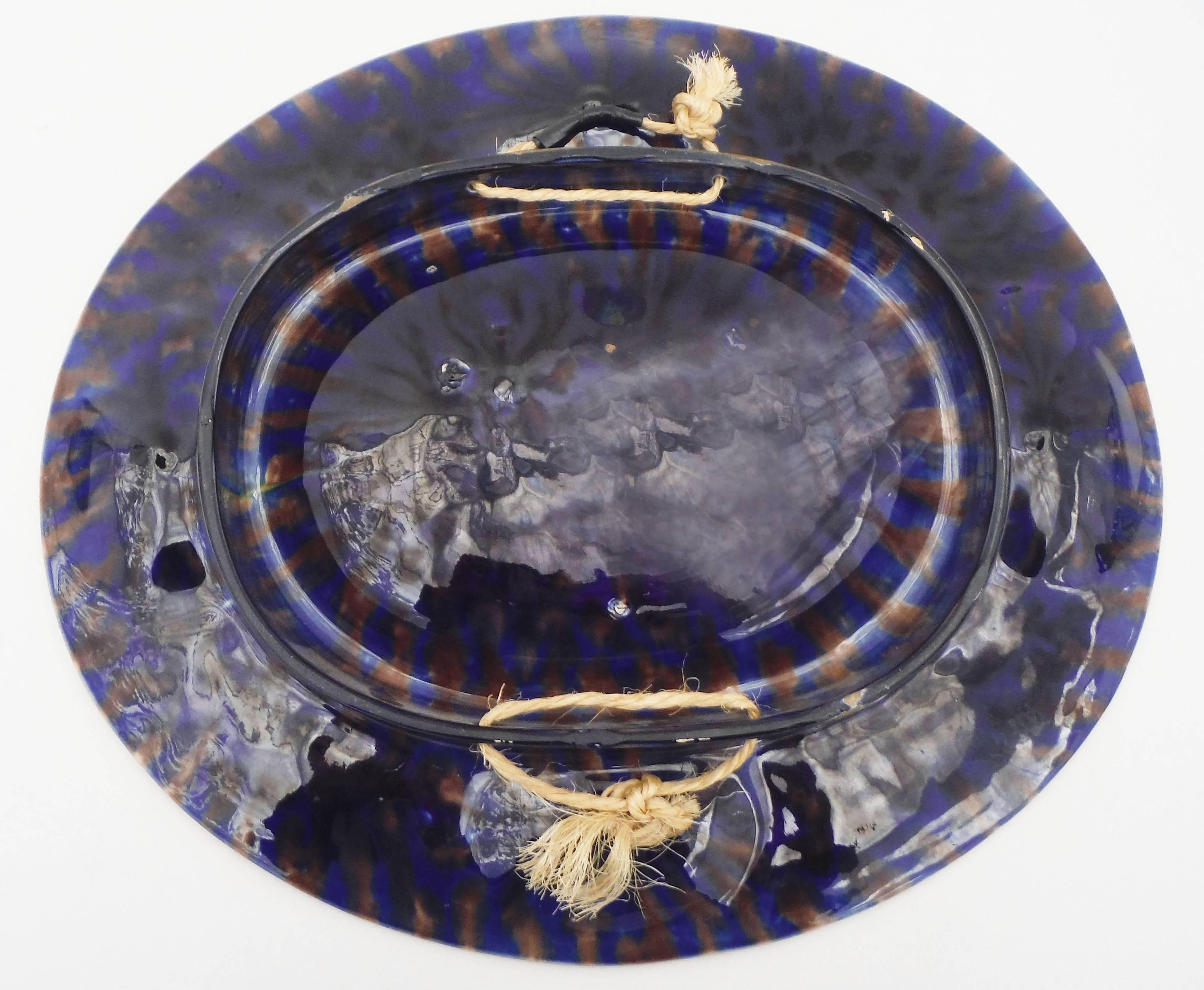 English Majolica Aqua Neptune Platter Minton, circa 1865 In Good Condition In Austin, TX