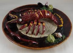 Majolica Portuguese Palissy Lobster Platter, circa 1940