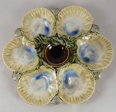 19th Century Rare Majolica Oyster Basket Server Choisy Le Roi