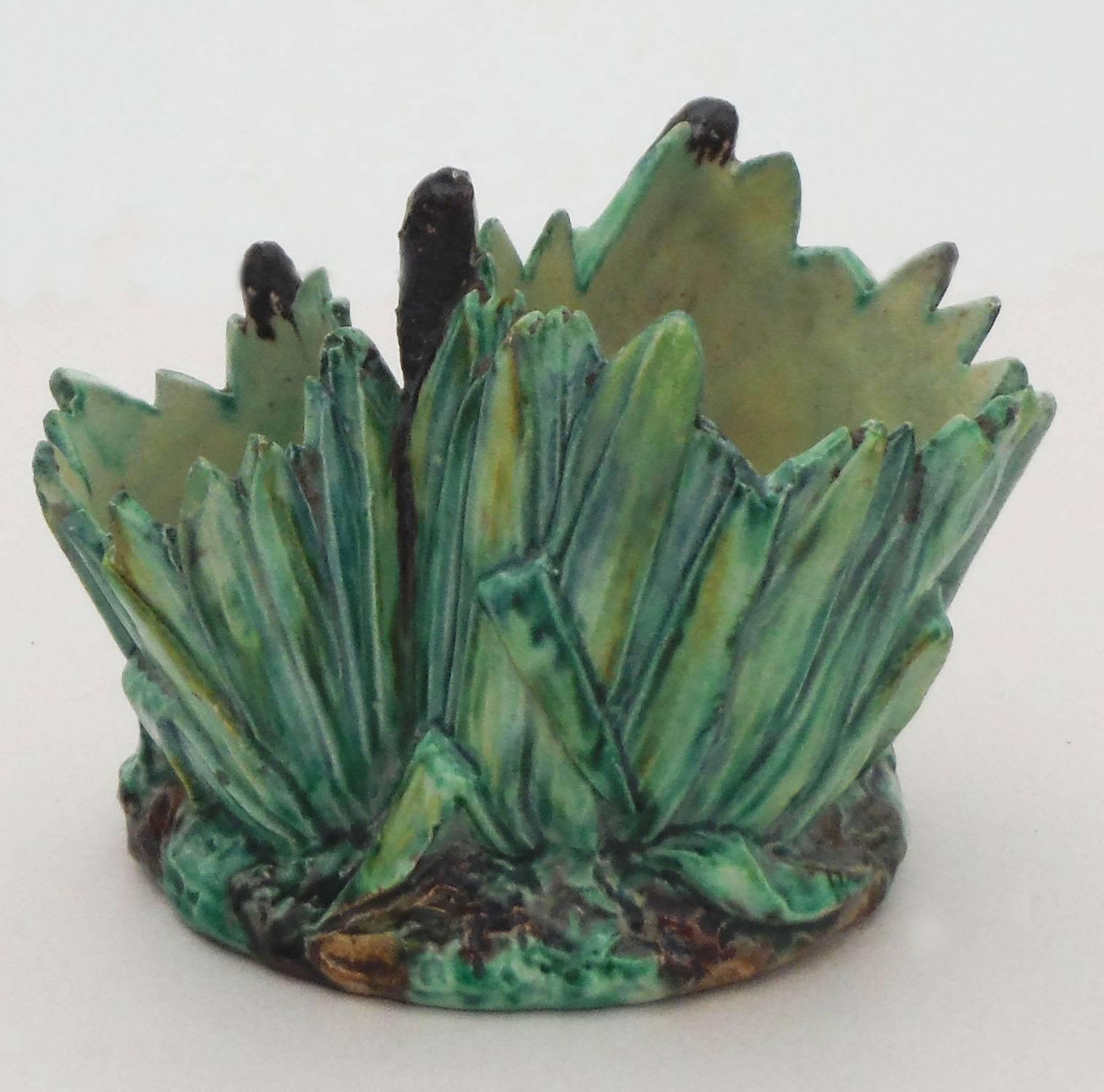 Country 19th Majolica Palissy Frog Vase Thomas Sergent