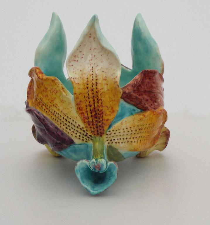 19th Century Majolica Orchid Cache Pot Delphin Massier For Sale at ...