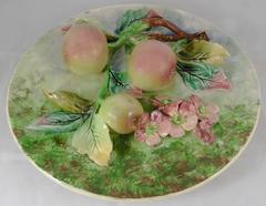 19th Century Majolica Apples Wall Platter Longchamp