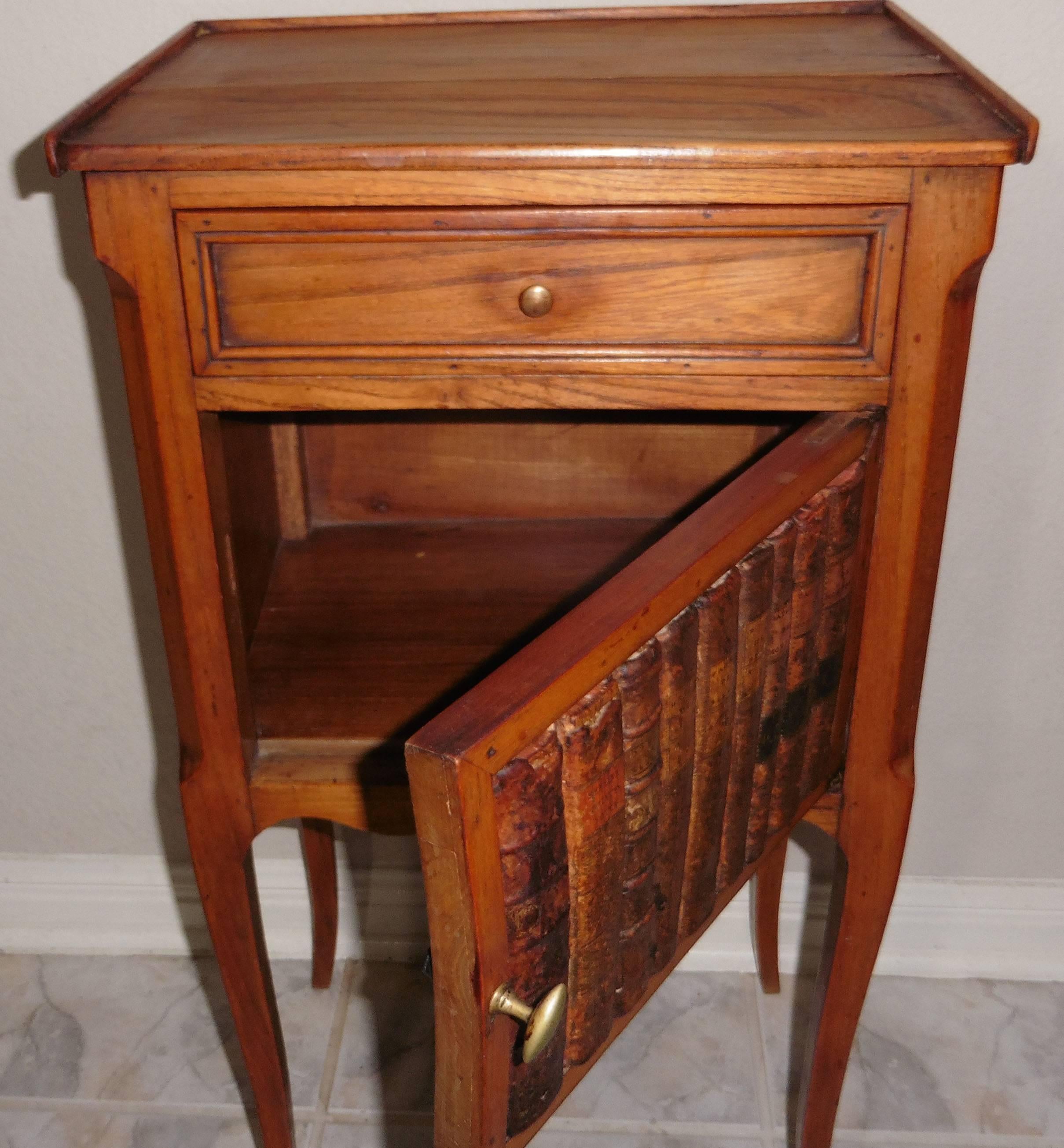 Louis XV Antique French Nightstand Faux Books For Sale