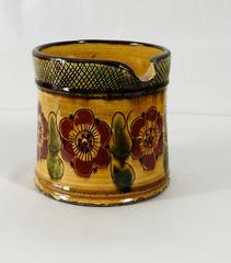 19th Century French Pottery Red Flowers Pitcher Savoie