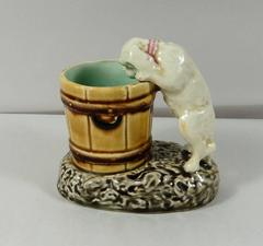 Cane bianco in maiolica del XIX secolo Le Roi