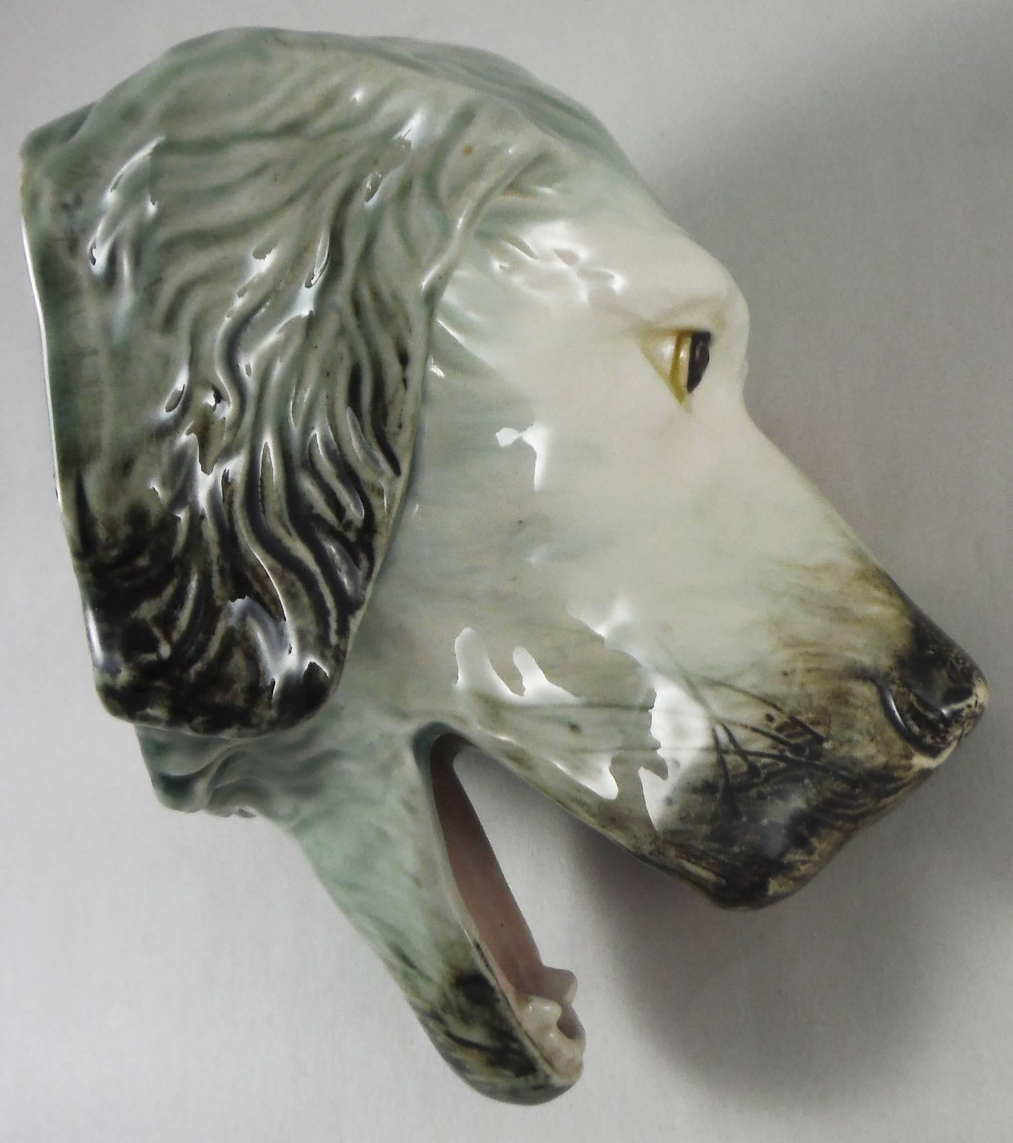 Black Forest Majolica Dog Head, circa 1900