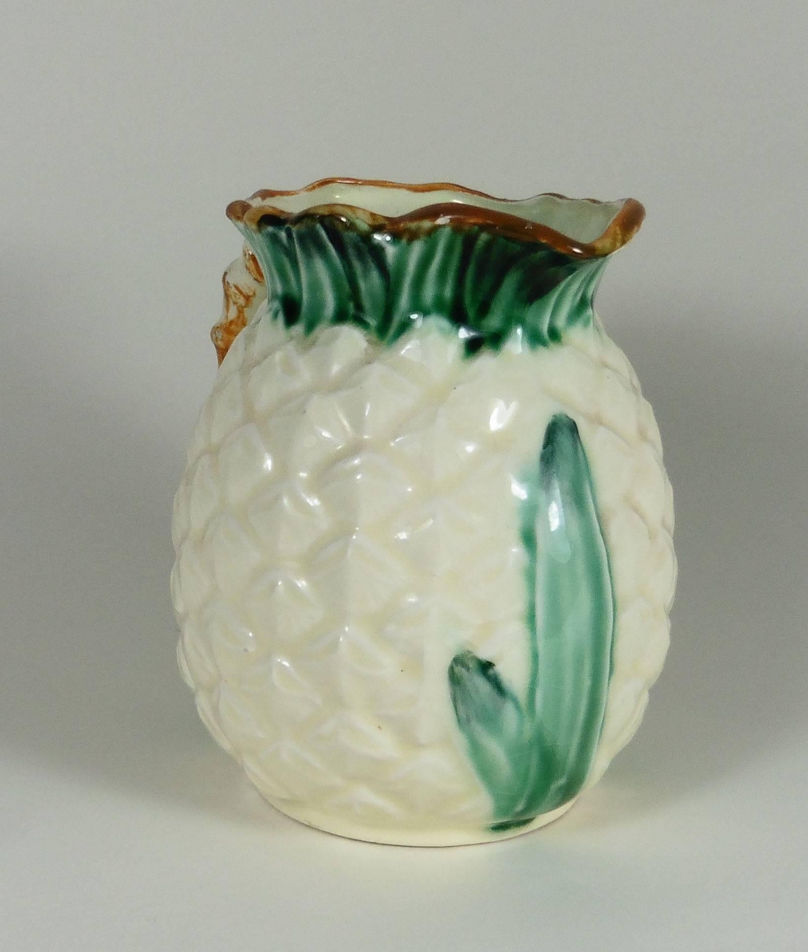 French Majolica pineapple pitcher, circa 1900.
One hairline.