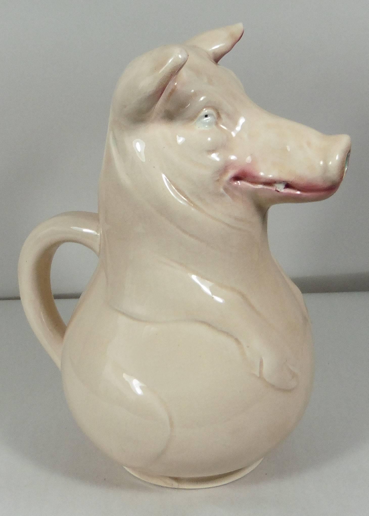 French Majolica pig pitcher signed Sarreguemines, circa 1900.
Reference / Page 32 