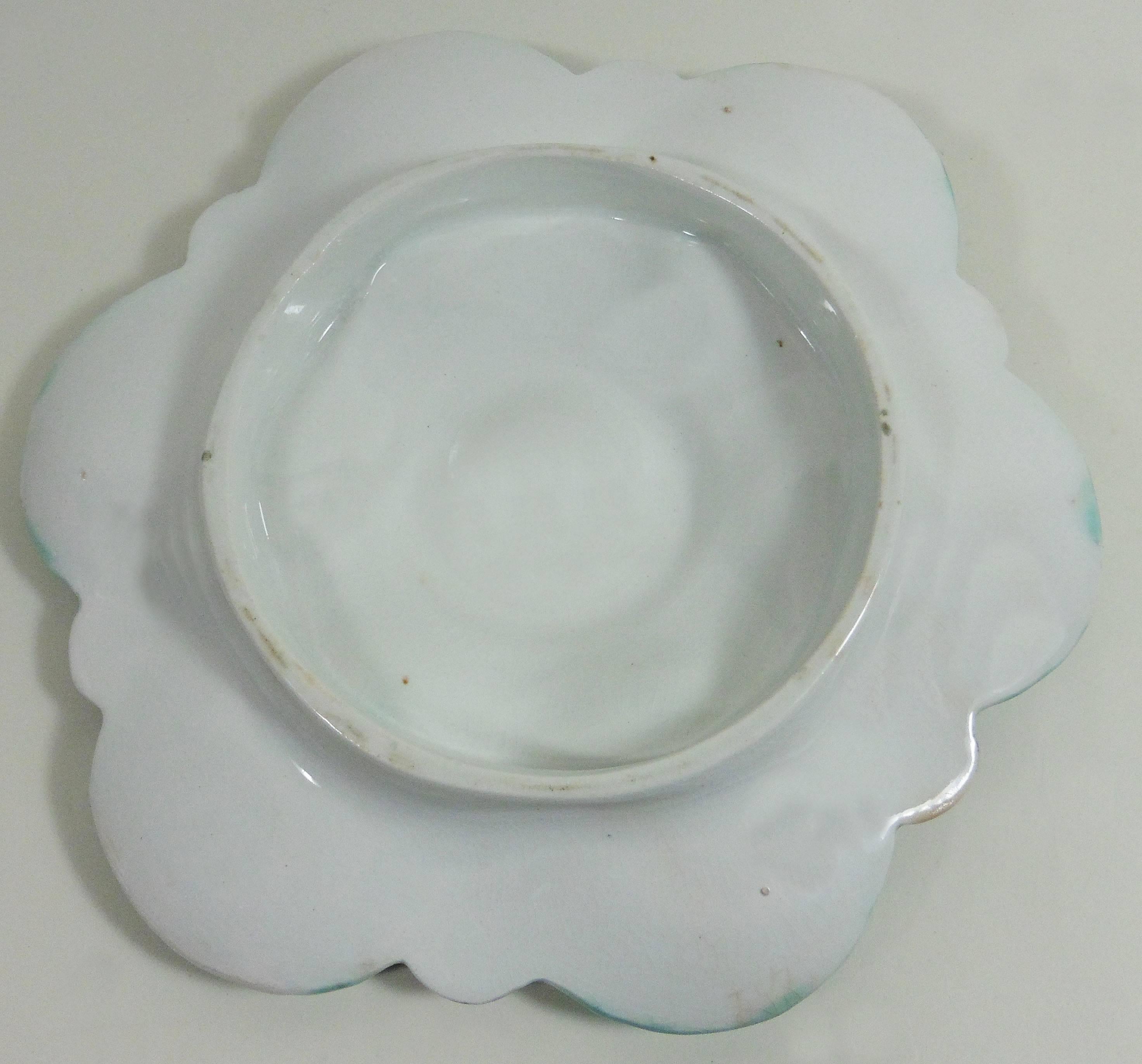 Victorian 19th Majolica Turquoise Oyster Plate Choisy Le Roi