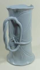 Blue Victorian Majolica Pitcher Banana Leaf Minton, circa 1859