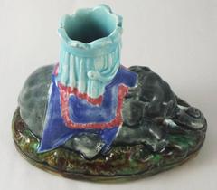 19th Century English Majolica Elephant Candlestick Joseph Holdcroft