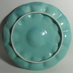 19th Majolica Turquoise Shells Oyster Platter