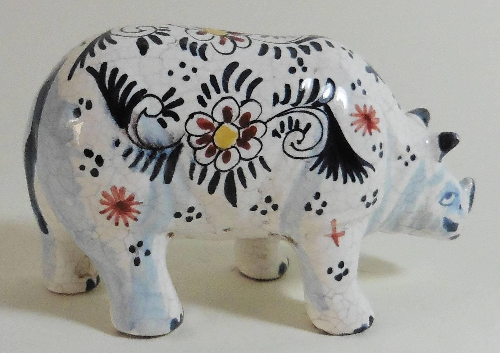 French Provincial French Faience Rhinoceros, circa 1910 For Sale