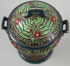 19th Century Majolica Lidded Bowl, Choisy Le Roi