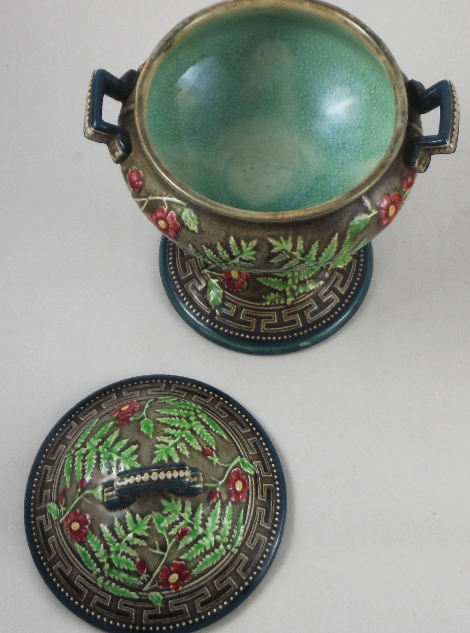 Victorian 19th Century Majolica Lidded Bowl, Choisy Le Roi