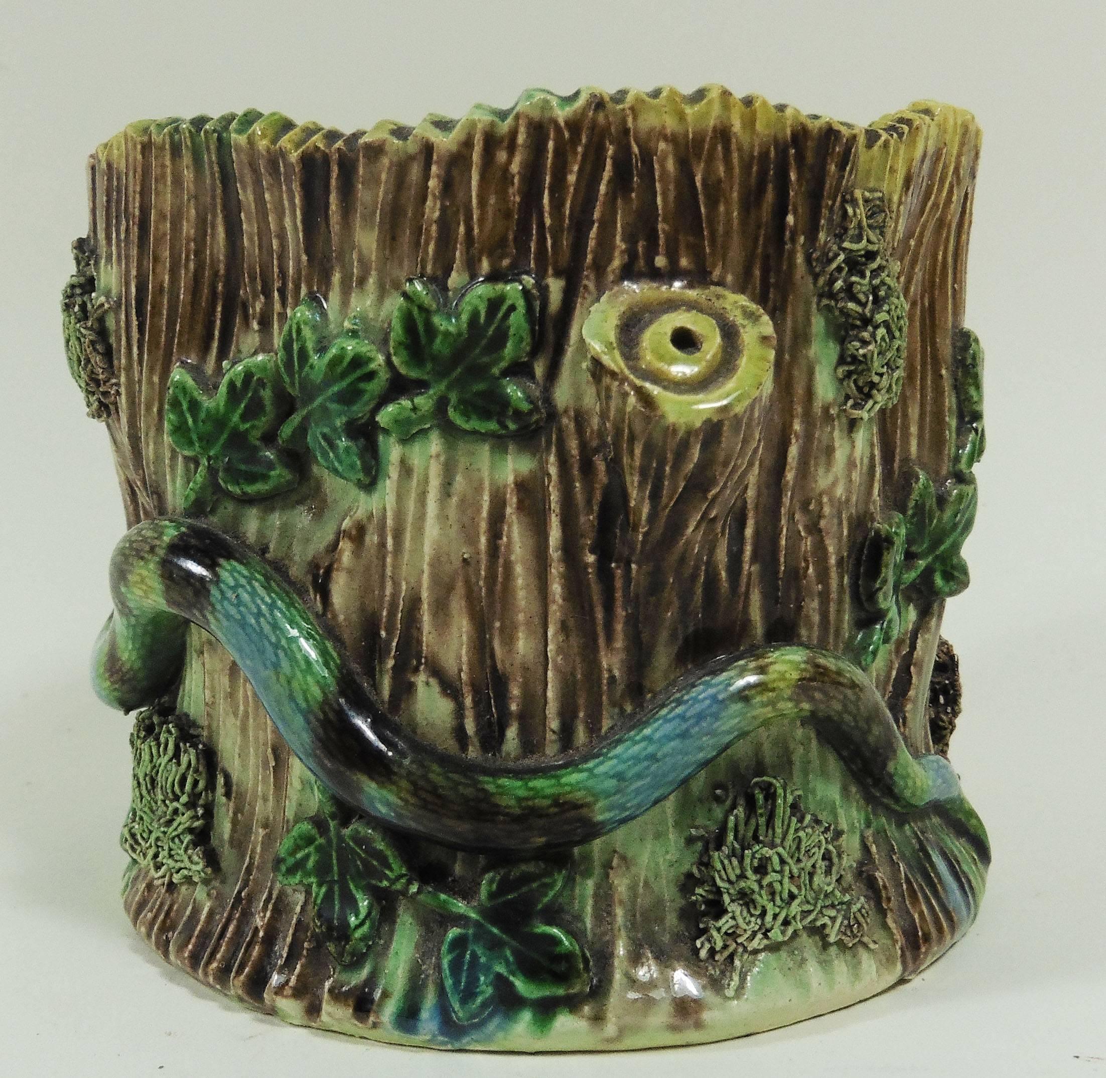 Rustico Vaso in maiolica Palissy Snake Thomas Sergent, 1880 circa in vendita
